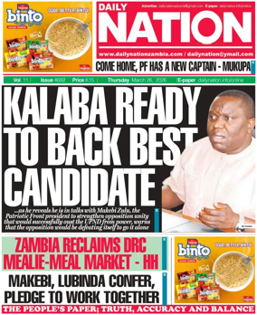 Cover of Daily Nation Newspaper