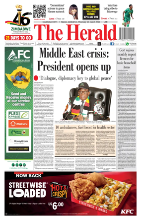 Cover of The Herald (Zimbabwe)