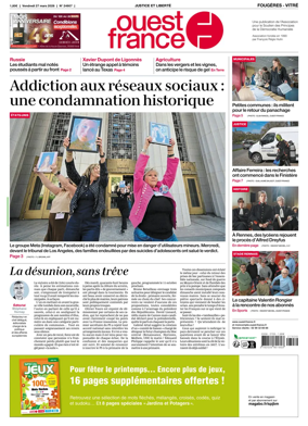 Cover of Ouest-France (Fougeres Vitre)
