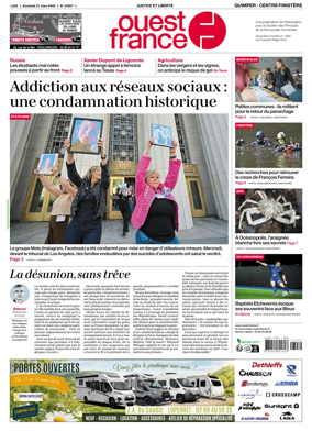 Cover of Ouest-France (Quimper Centre-Finistere)