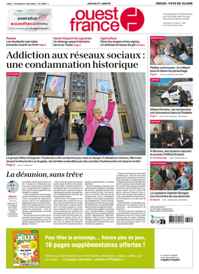 Cover of Ouest France (Redon / Pays de Vilaine)