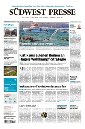 Cover of Sudwest Presse - Metzinger Uracher Volksblatt - Der Ermstalbote