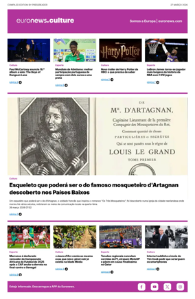 Cover of Euronews Culture and Sport (Portuguese)