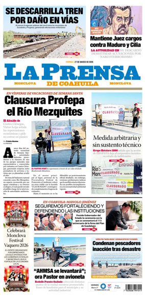 Cover of La Prensa de Coahuila