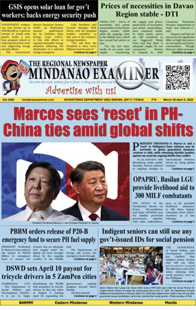 Cover of The Mindanao Examiner Regional Newspaper