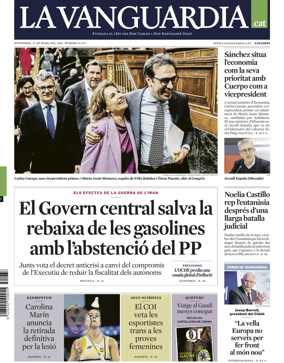 Cover of La Vanguardia (Catalonia - 1st edition)