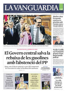 Cover of La Vanguardia (Catala)