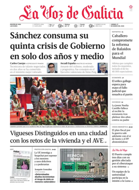 Cover of La Voz de Galicia (Vigo)