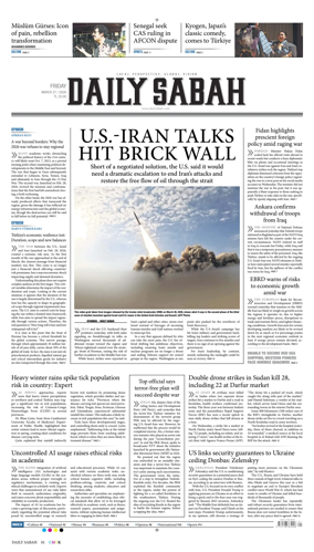 Cover of Daily Sabah (Turkey)