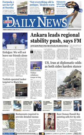 Cover of Hurriyet Daily News & Economic Review