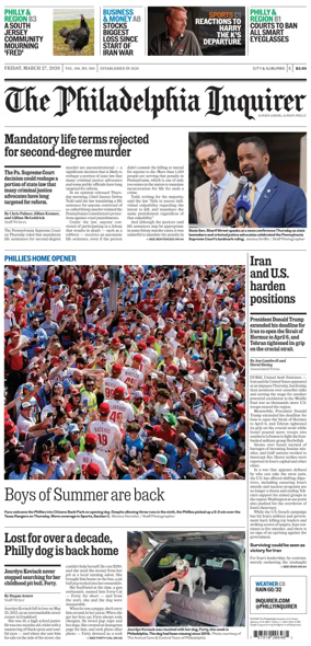 Cover of The Philadelphia Inquirer (South Jersey edition)