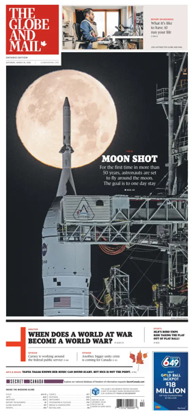 Cover of The Globe and Mail (Ontario Edition)