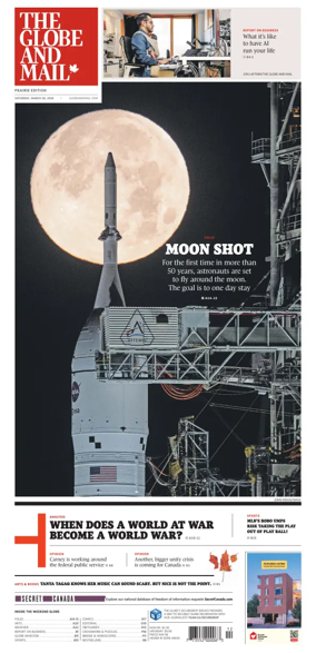 Cover of The Globe and Mail (Prairie Edition)