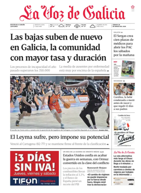 Cover of La Voz de Galicia (A Coruna)