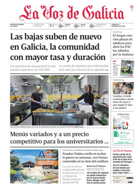 Cover of La Voz de Galicia (Ourense)