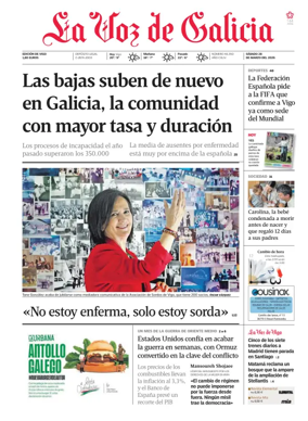 Cover of La Voz de Galicia (Vigo)