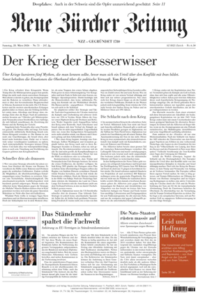 Cover of Neue Zurcher Zeitung