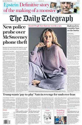 Cover of The Daily Telegraph - Saturday