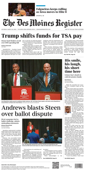 Cover of The Des Moines Register