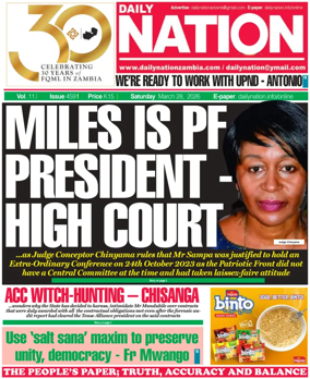 Cover of Daily Nation Newspaper