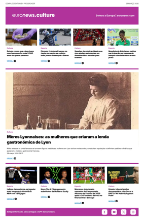 Cover of Euronews Culture and Sport (Portuguese)