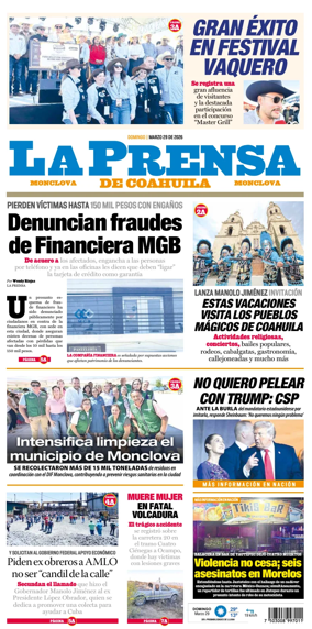 Cover of La Prensa de Coahuila