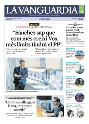 Cover of La Vanguardia (Catala)
