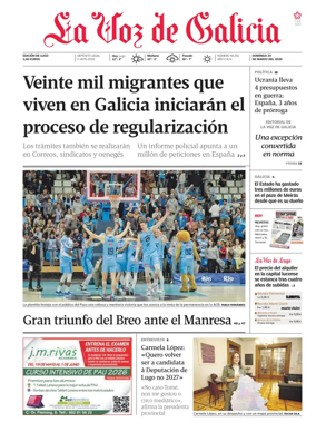 Cover of La Voz de Galicia (Lugo)