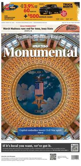 Cover of The Des Moines Register