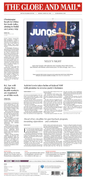 Cover of The Globe and Mail (BC Edition)
