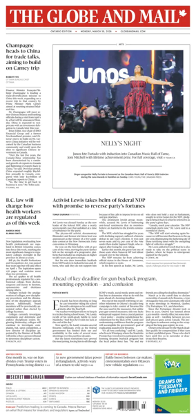 Cover of The Globe and Mail (Ontario Edition)