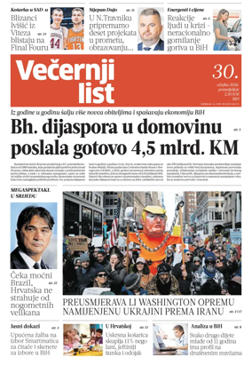 Cover of Vecernji list BiH
