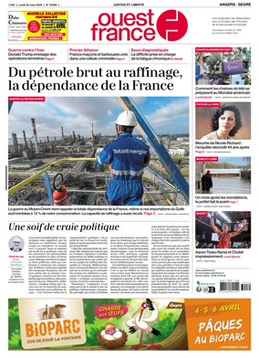 Cover of Ouest France (Angers / Segre)