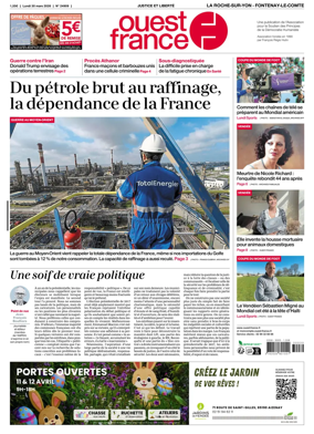 Cover of Ouest France (La Roche-sur-Yon - Fontenay-le-Comte)