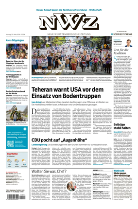 Cover of NWZ – Neue Wurttembergische Zeitung