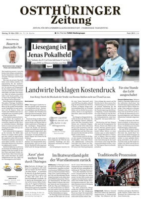 Cover of Ostthuringer Zeitung (Landkreis Saalfeld-Rudolstadt)