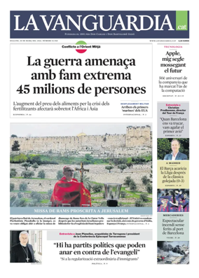 Cover of La Vanguardia (Catala)