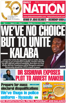 Cover of Daily Nation Newspaper