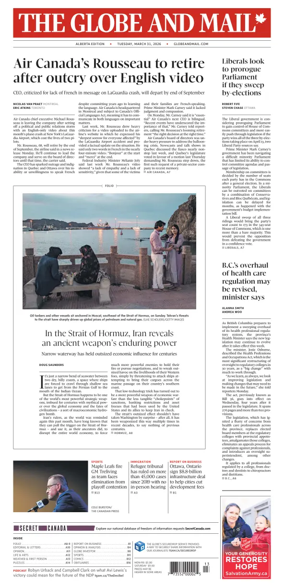 Cover of The Globe and Mail (Alberta Edition)