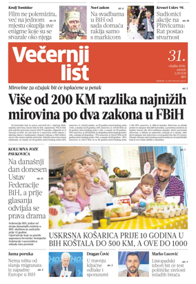 Cover of Vecernji list BiH