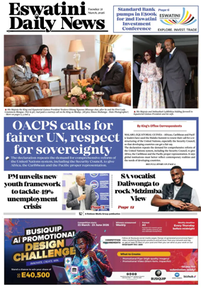 Cover of Eswatini Daily News
