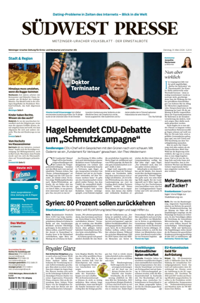 Cover of Sudwest Presse - Metzinger Uracher Volksblatt - Der Ermstalbote