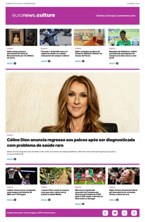 Cover of Euronews Culture and Sport (Portuguese)