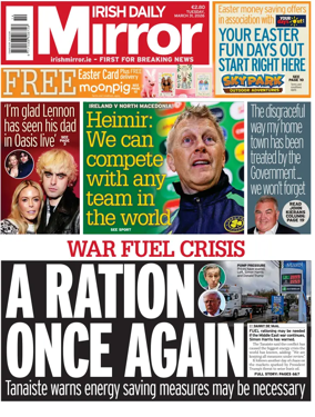 Cover of Irish Daily Mirror