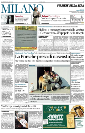 Cover of Corriere della Sera (Milano)