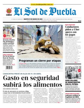 Cover of El Sol de Puebla