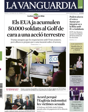 Cover of La Vanguardia (Catalonia - 1st edition)
