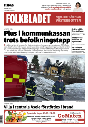Cover of Folkbladet Vasterbotten
