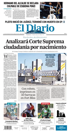 Cover of El Diario de El Paso