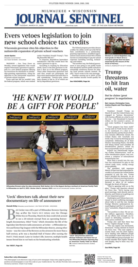 Cover of Milwaukee Journal Sentinel